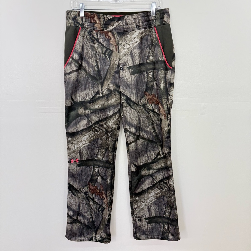 Under Armour Women's Camo Fleece Lined Pants with Pink Accents A10